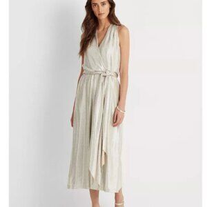 Lauren Ralph Lauren Metallic Shine Print Halter Dress Size 10